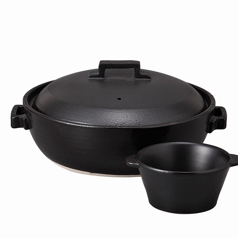 万古焼　ＳＴＹＬＥ　ＢＬＡＣＫ９号ＩＨ土鍋のみ　28.8×32.5×15.5cm　※呑水別売り