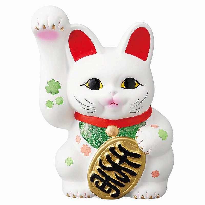 招き猫８号 クローバー（白） 食器・カトラリー・グラス-食器-キッチン用品・食器・調理器具