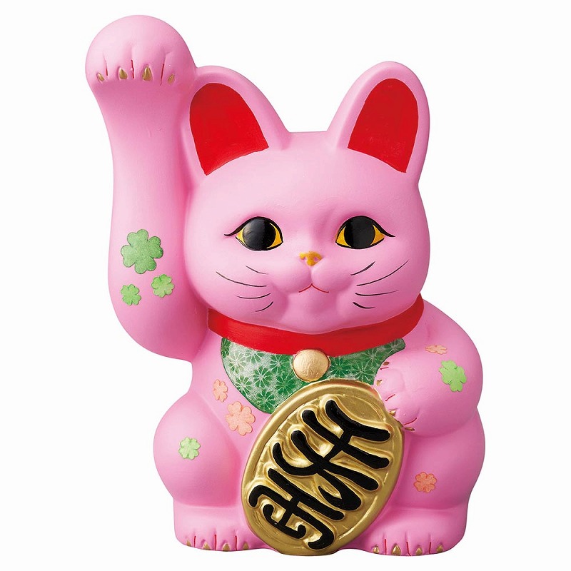 招き猫８号 クローバー（サクラ色） キッチン用品・食器・調理器具-食器-食器・カトラリー・グラス