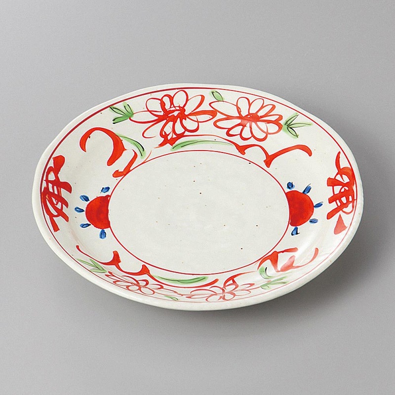 楽天市場】手描 粉引赤絵万暦 24cm 7.0皿 24x3cm 日本製 : 産地問屋の