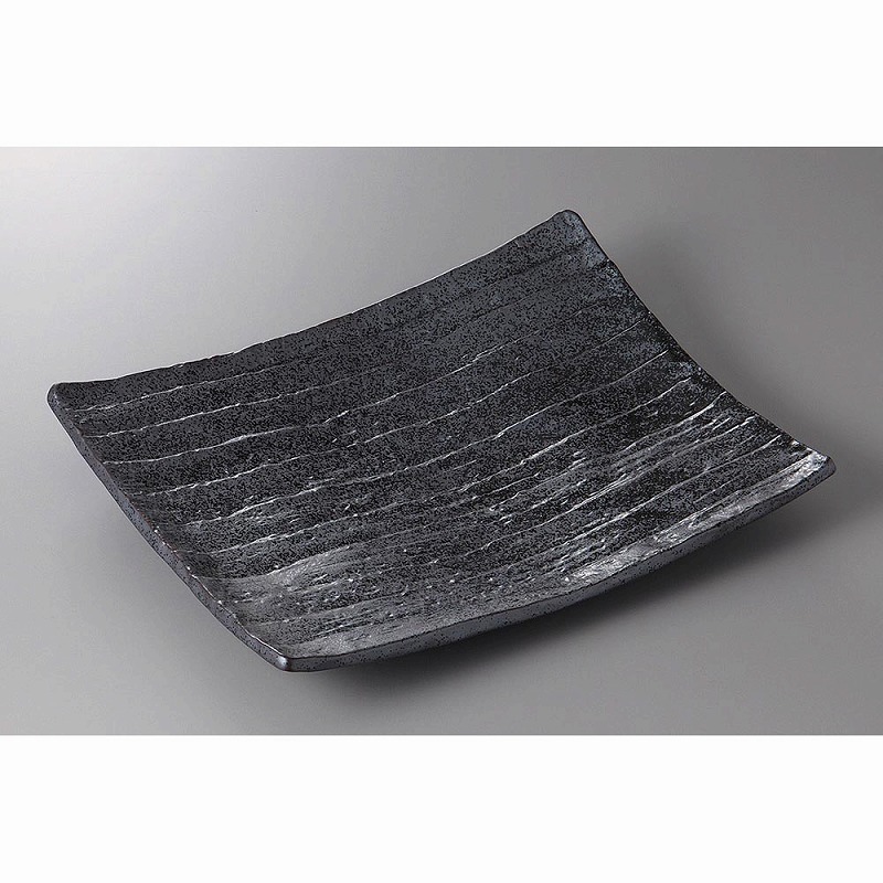 南蛮黒結晶１２．０長角皿