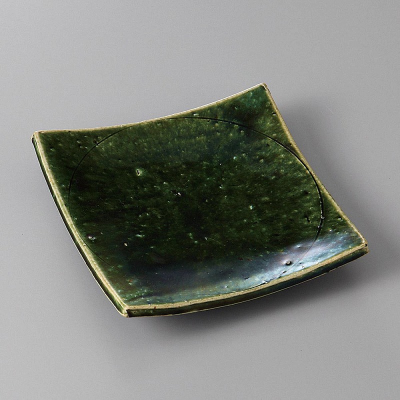 楽天市場】総織部 櫛目 正角 取皿 織部焼 角皿 : 干支お雛様のせともの市場