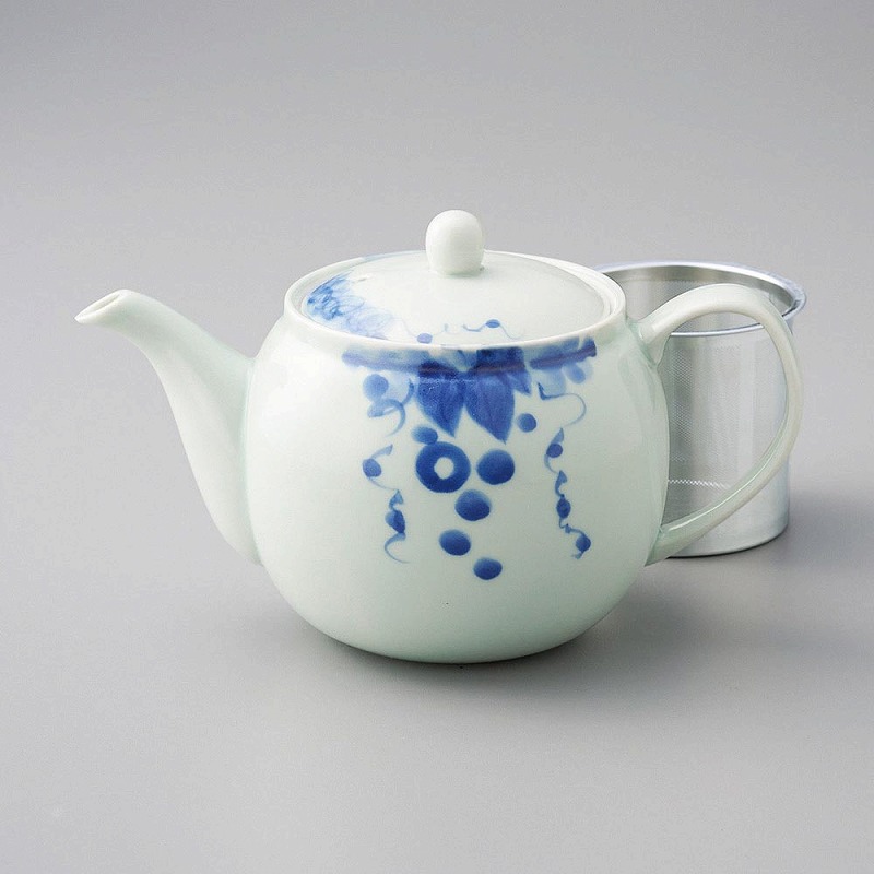 有田焼　古染ぶどうＳＳポット　12×12cm 725cc