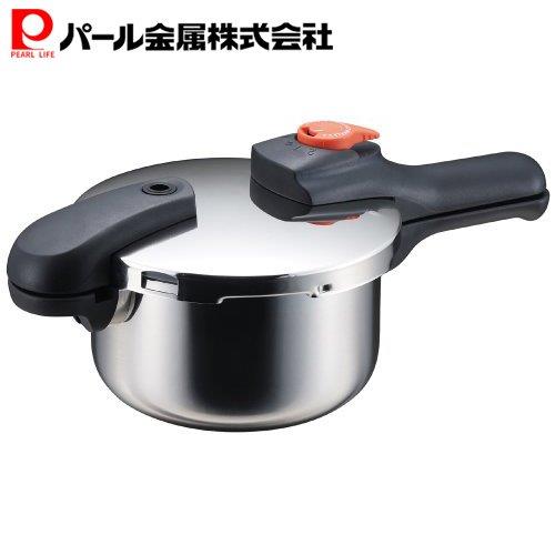 パール金属 片手 圧力鍋 3.5L IH対応 ステンレス 圧力切替式 レシピ付 節約クック H-5435