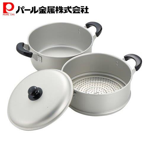 パール金属 ニューセレット アルミ 2段 蒸し器 26cm H-2417