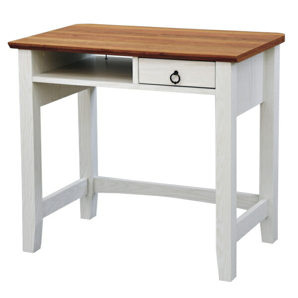 デスク 幅80 引出し付 木製 Charlotte デスク フレンチカントリー 白家具 机 パソコンデスク オシャレで可愛いフレンチスタイルのデスク 幅80cm テーブル 送料無料 Pc机 つくえ 勉強机 Pcデスク パソコン机 収納付き 木製 木目 カントリー 大人可愛い ホワイト 白