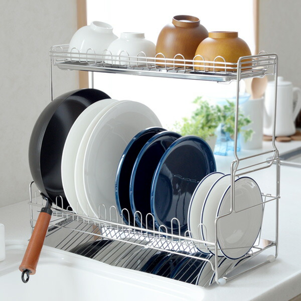送料無料 水切りラック デラックス 2段 水切りカゴ 水切りかご 水切りバスケット 水きりラック ディッシュラック 二段式 大容量 2way 水受けトレー付き ステンレス製 キッチン収納 シンク周り リビングート 店 数量限定 Pedidos Morikosushi Com Ar