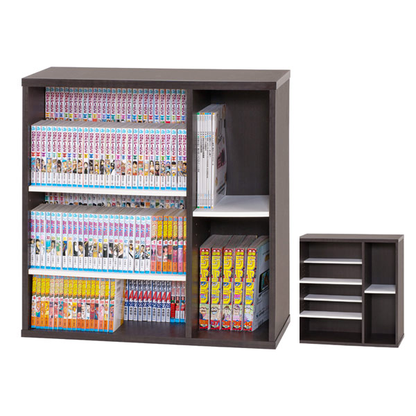 本棚 コミックシェルフ 3段 大収納タイプ 前後独立棚板 約幅76cm （ 送料無料 ブックシェルフ ラック 大容量 CD DVD ブルーレイ 収納棚 Blu-ray 漫画 マンガ コミック ）