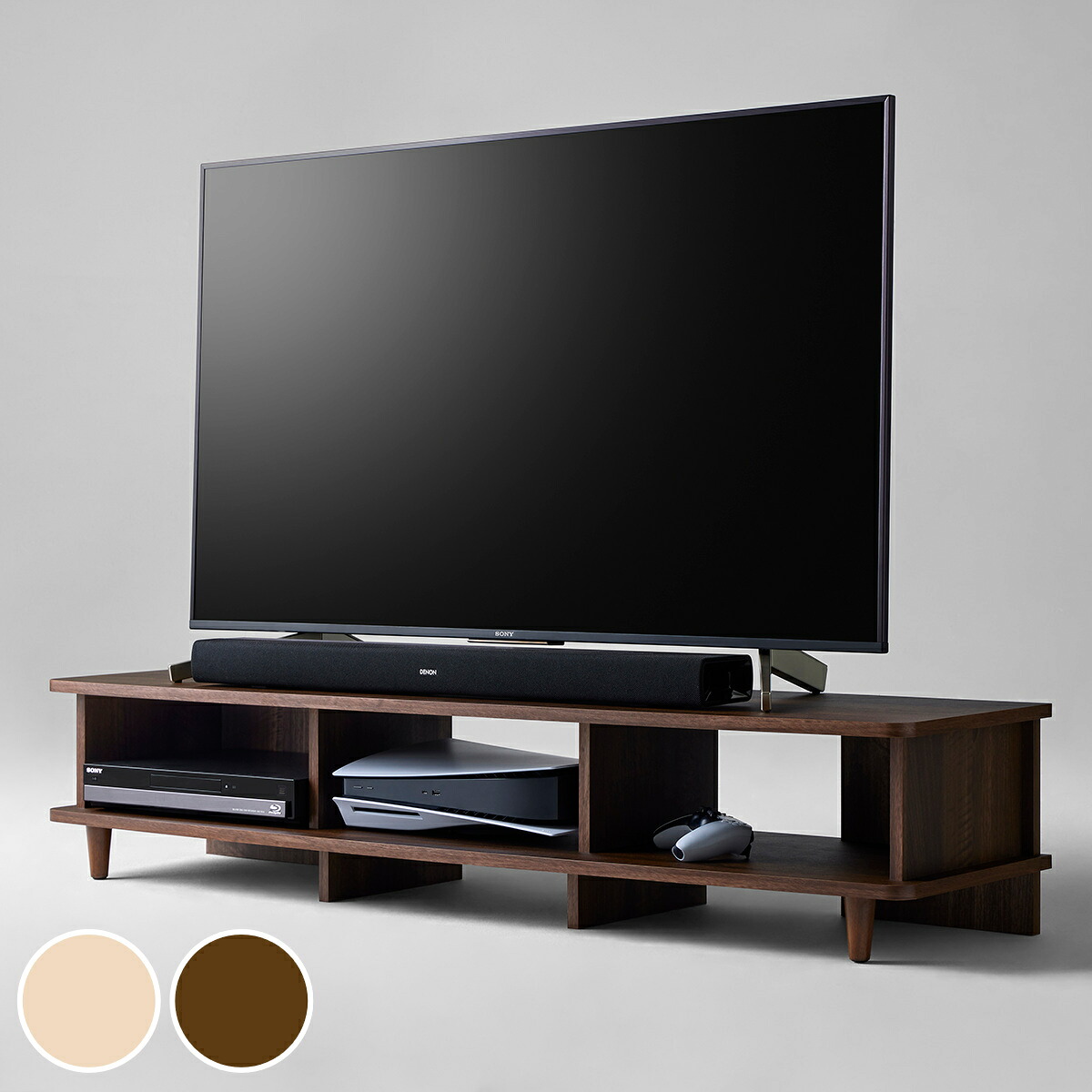 テレビ台 幅150cm 65V型対応 ローボード 北欧風 オープンタイプ （ テレビボード TV台 TVボード テレビラック 収納 リビング 棚 TV 家具 幅150 AVボード オープンラック ナチュラル ダークブラウン シンプル ）