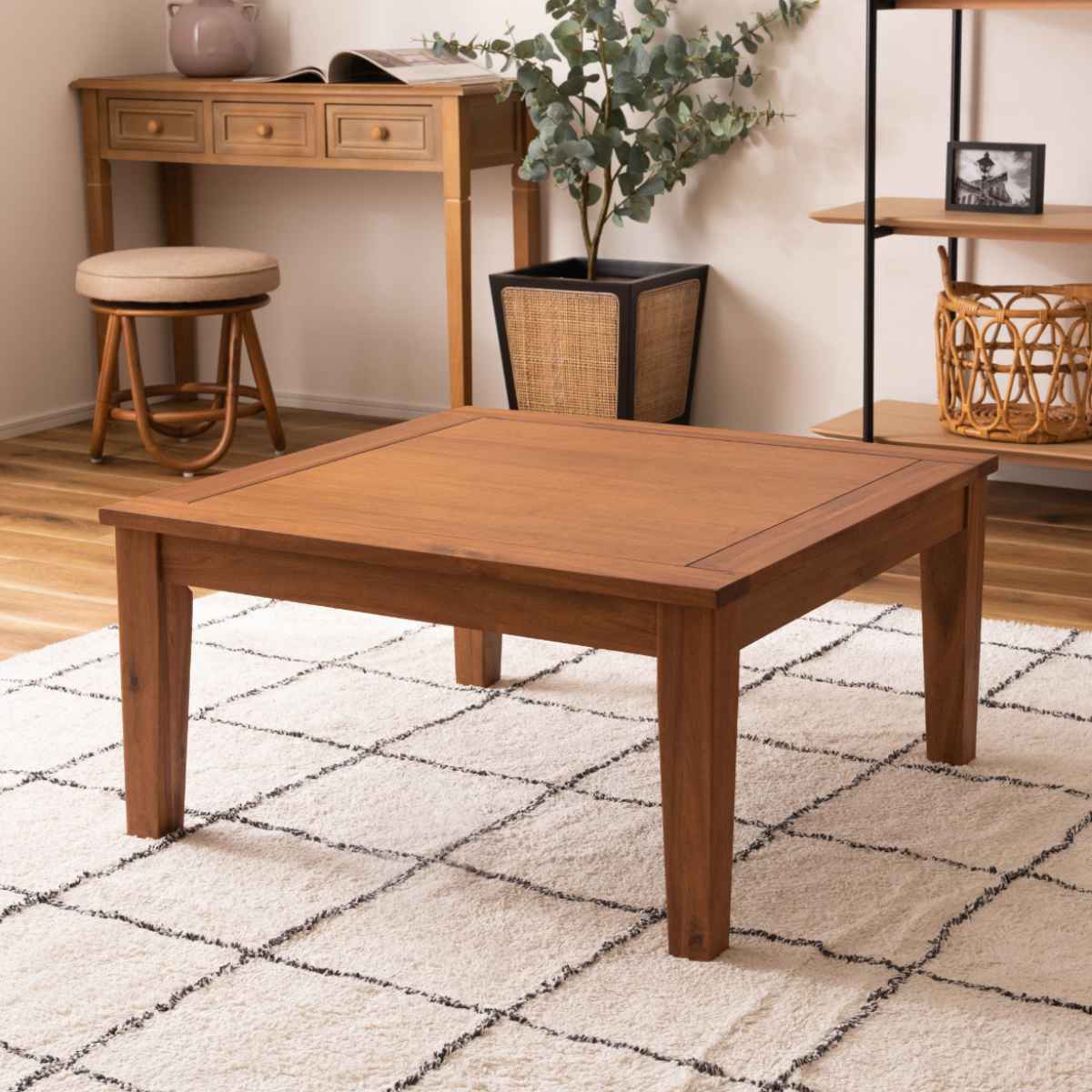 こたつ 幅75cm 正方形 木製 （ 送料無料 こたつテーブル センターテーブル ローテーブル リビングテーブル テーブル おしゃれ 北欧風 天然木 アカシア 木目 薄型ヒーター オールシーズン ）｜リビングート　店
