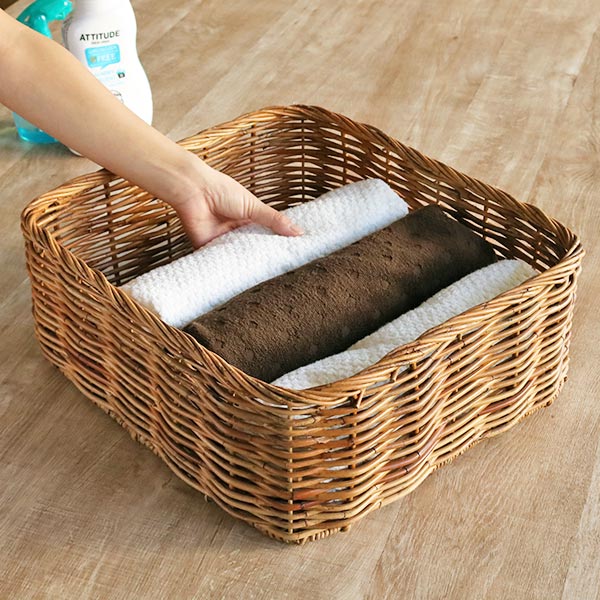 バスケット アラログ 収納 幅45×奥行40×高さ17cm ラタン 籐 かご （ 送料無料 北欧 カゴ 収納バスケット リビング 収納かご 収納ボックス 角型 バスタオル タオル リビング収納 ランドリー収納 ランドリー おしゃれ ） 7,668円