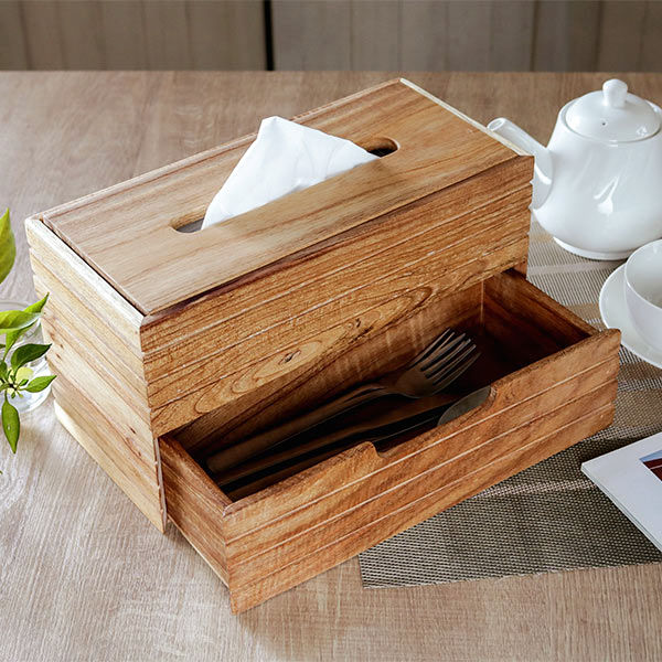 楽天市場】木製ティッシュケース 引き出し付き＜ナチュラルブラウン