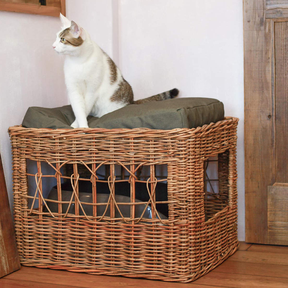 トイレカバー 猫 トイレ ラタン ( 猫トイレカバー カバー レストルーム 猫トイレ 隠す 被せる トイレスペース トイレ収納 猫用トイレ 猫砂 飛散防止 猫用 籐 天然素材 インテリア 家具 おしゃれ )|リビングート 店