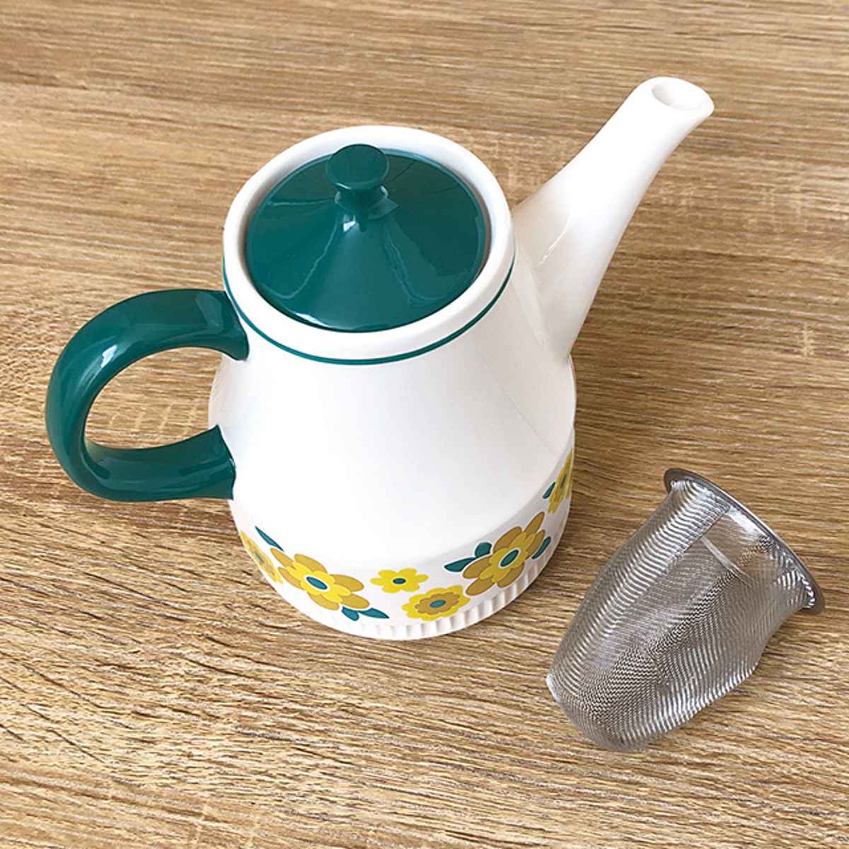 ティーポット 530ml kokopele レトロ 陶器 ポット 陶器製 紅茶ポット 急須 茶こし付き 昭和レトロ 花柄 レリーフ 茶こし お茶用品  ティーウェア 茶器 おしゃれ 国内初の直営店