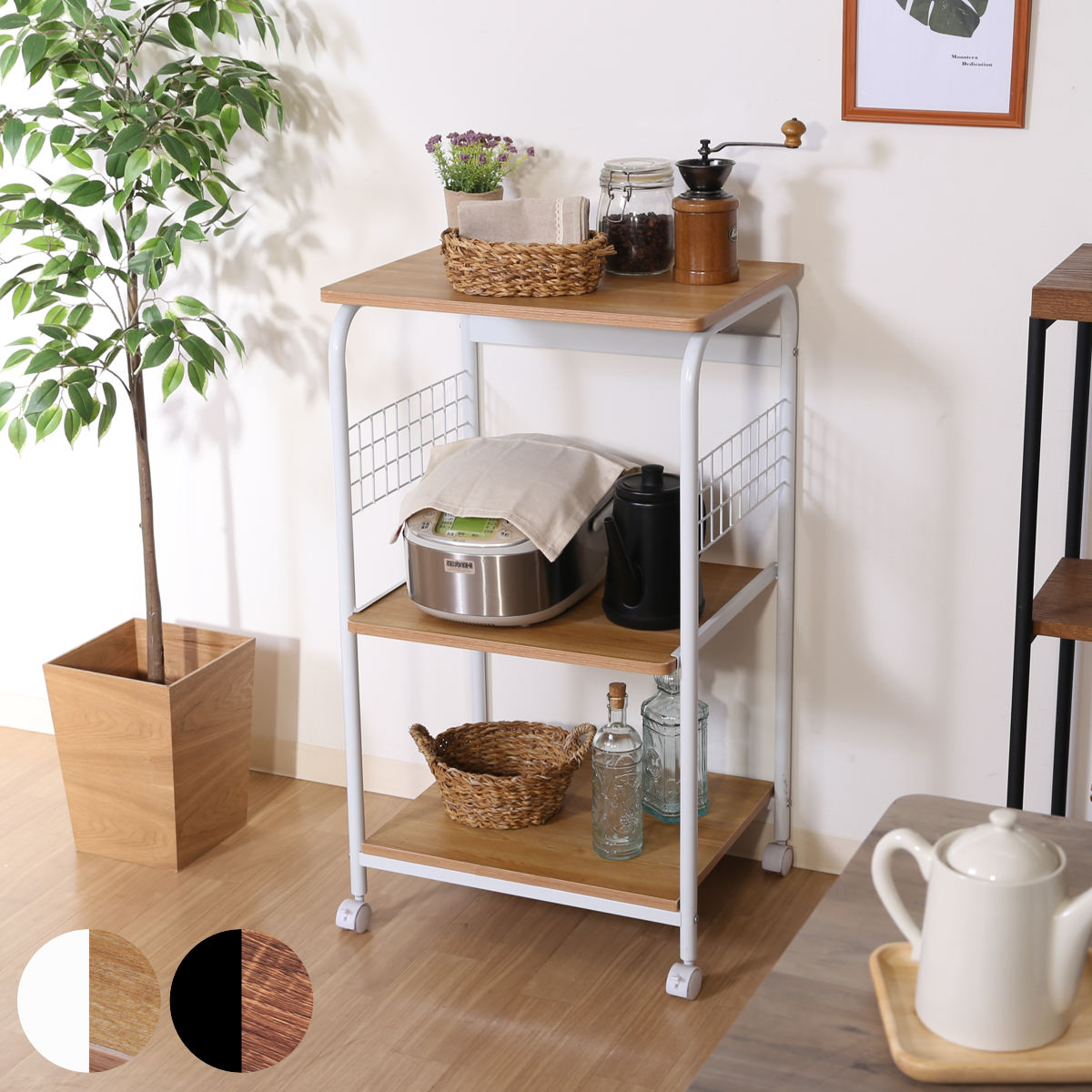 キッチンラック　ワゴン　炊飯器ラック　レール　キャスター付き 楽天市場】【メーカー直送】 キッチンワゴン キャスター付き 炊飯器