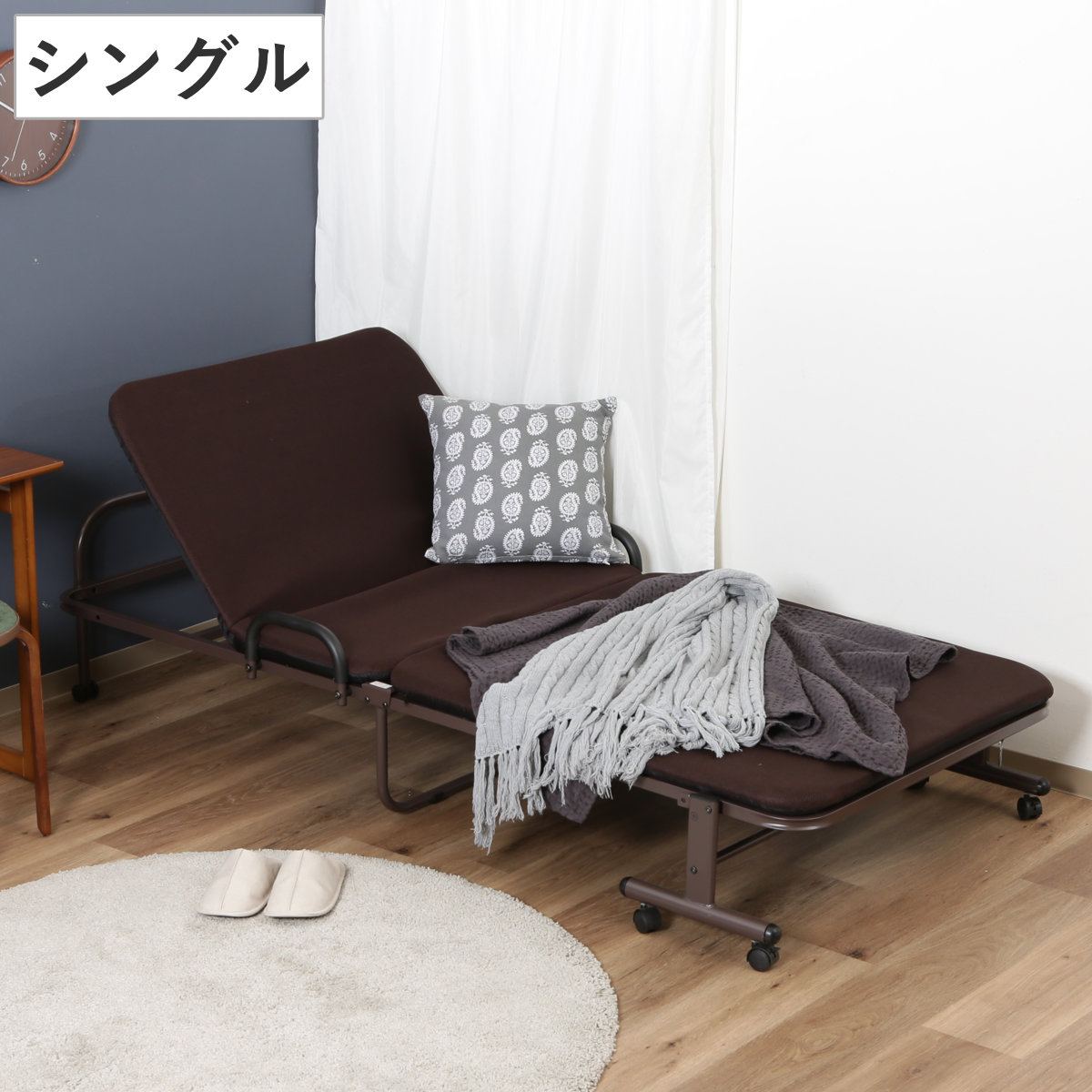 折りたたみベッド シングル リクライニング 折りたたみ ベッド 収納 キャスター （ リクライニングベッド 折り畳み 折りたたみベット 折り畳みベッド シングルベッド 一人暮らし 簡易ベッド マットレス コンパクト ）