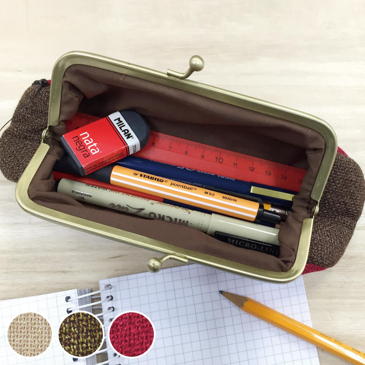 【楽天市場】ペンケース coron 筆箱 がま口 シンプル （ ペンポーチ ペン入れ 文具 コンパクト 大容量 小物収納 おしゃれ 収納