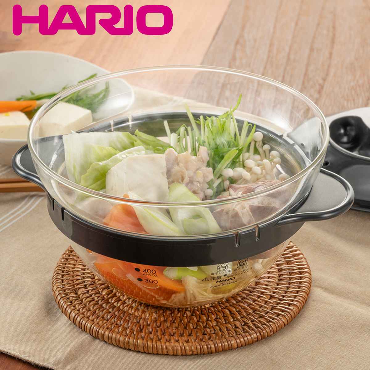 ガラスのレンジご飯釜1～２合｜調理器具・卓上関連｜耐熱ガラスのHARIO（ハリオ）