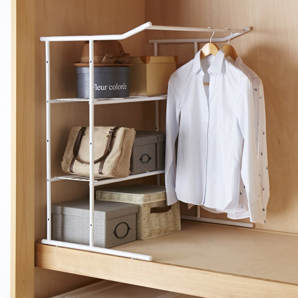 楽天市場 押入れ収納 押入れハンガーシェルフ ハンガーラック 衣類収納 パイプハンガー 収納ラック クローゼット 収納 ハンガー 整理棚 収納 リビングート 楽天市場店