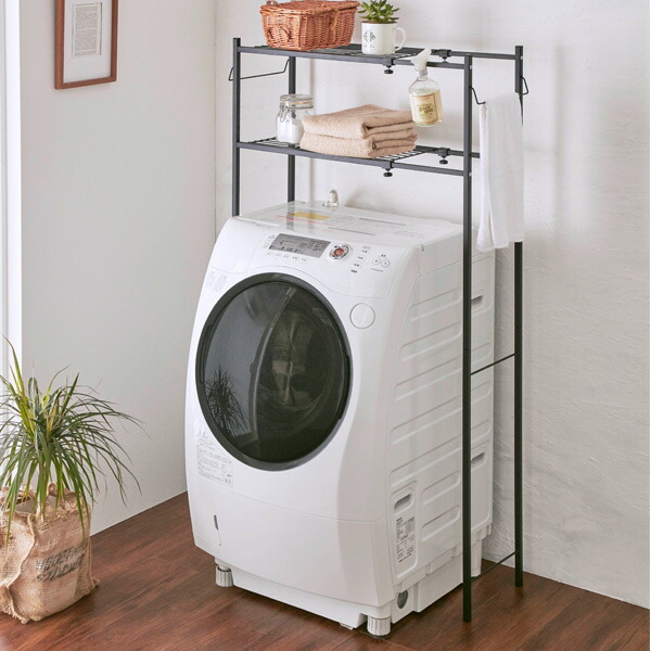 楽天市場】ランドリーラック 洗濯機ラック ハンガーバー付き （ 伸縮