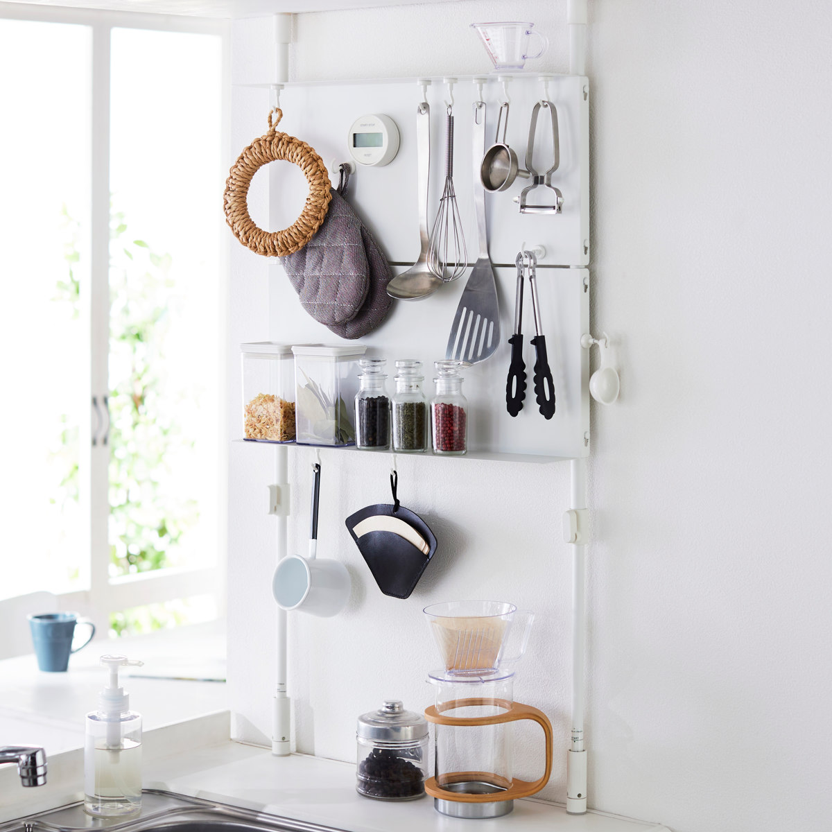 はっち キッチンラックcentral 新作☆キッチンラックCentral☆木目強調☆窓枠インテリア