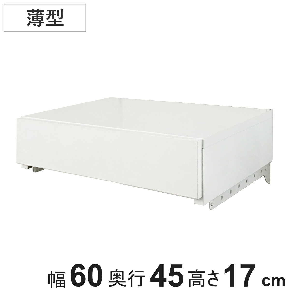 収納ケース 薄型 引き出し 1段 ブラケット付き 幅60cm フィットラック （ パーツ オプション 部品 DIY 収納 小物収納 小物入れ 壁掛け 浮かせる収納 可動棚 オープンラック 収納ラック 有効活用 ホワイト 引出し ）