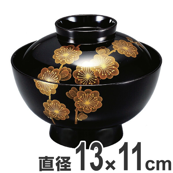 美品 木製 吸物椀 黒漆塗 5客 羽反一口椀 溜内黒 5客セット 漆塗り 漆器の井助