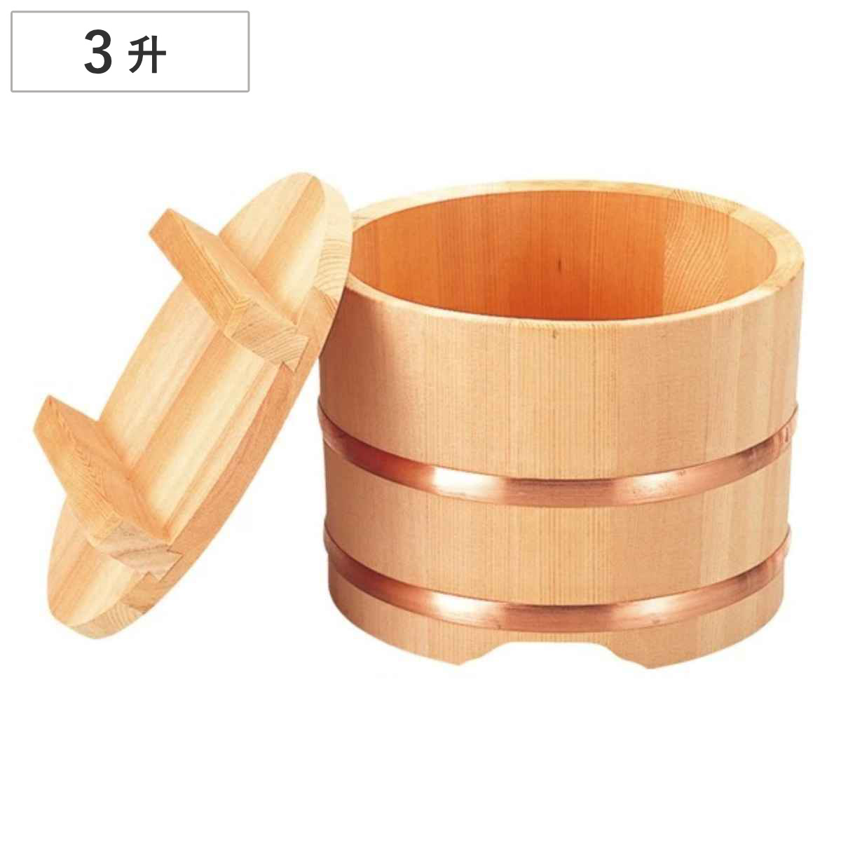 おひつ 木製 3升用 関西おひつ 地びつ お櫃 のせびつ のせフタ 業務用 （ 関西お櫃 関西おひつ フタ のせ蓋 ふた付き ご飯 30合 飯台 飯切 桶 飯櫃 めしびつ ごはん 白米 保存 関西 木製おひつ 丸型 ）