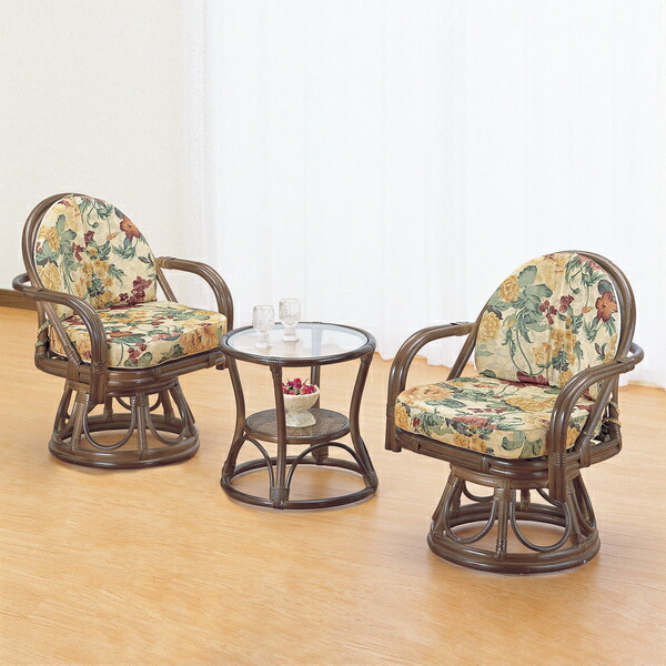 美品 籐家具 ラタン ダイニングテーブル サイドテーブル チェア ３点セット resort.jpg