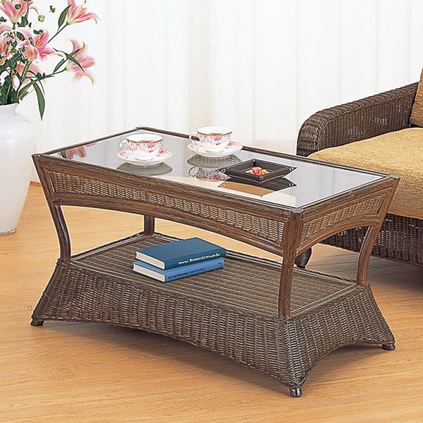 ラタン　ガラス天板×籐ラタンフレーム センターテーブル 籐家具　ローテーブル 楽天市場】籐 ローテーブル ガラス天板 棚付 幅100cm （ 送料