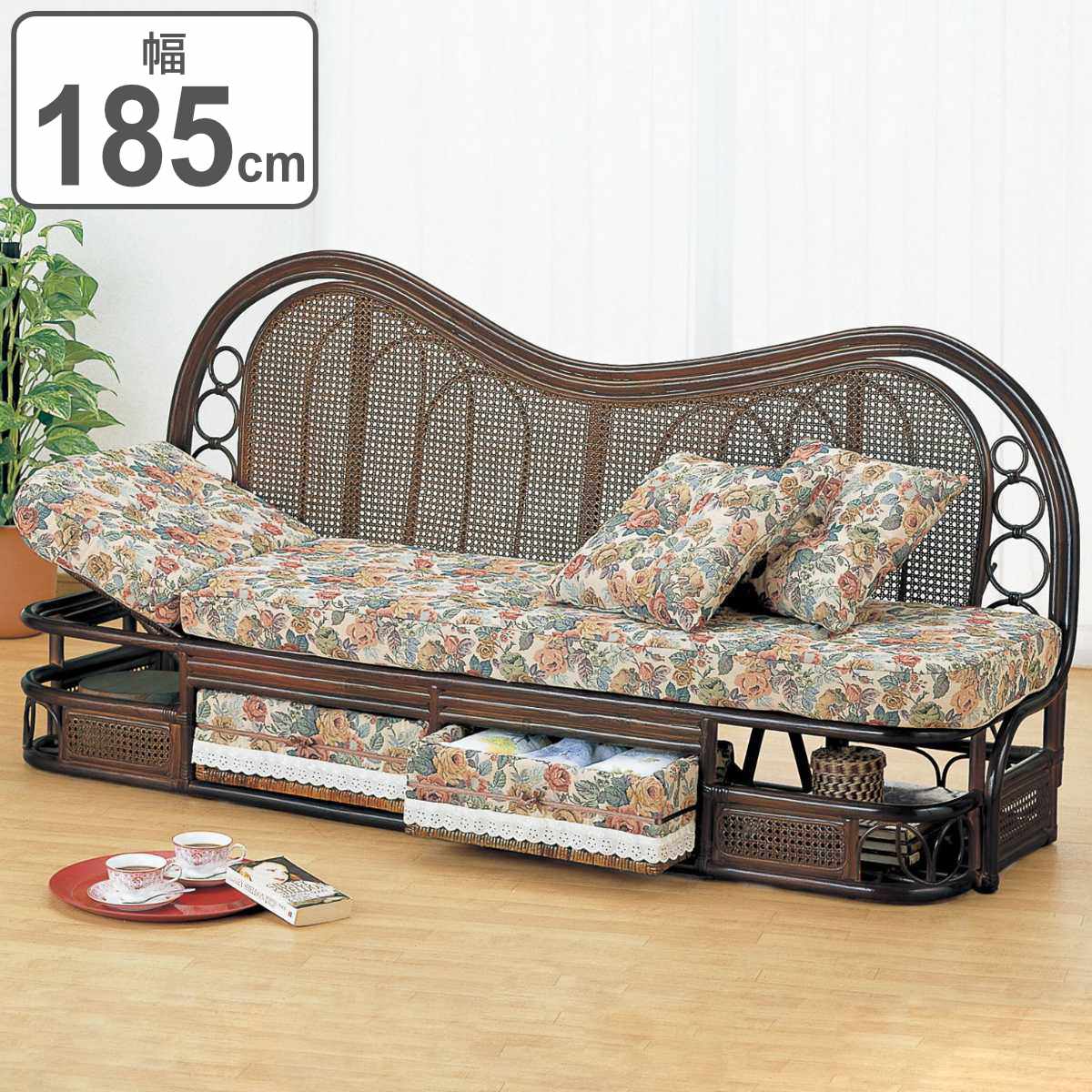 送料無料【新品】大型 ラタン 2人掛 カウチソファ アウトレット