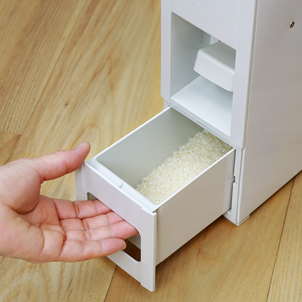 米びつ ライスディスペンサー 米入れ 計量カップ付貯蔵容器 木製