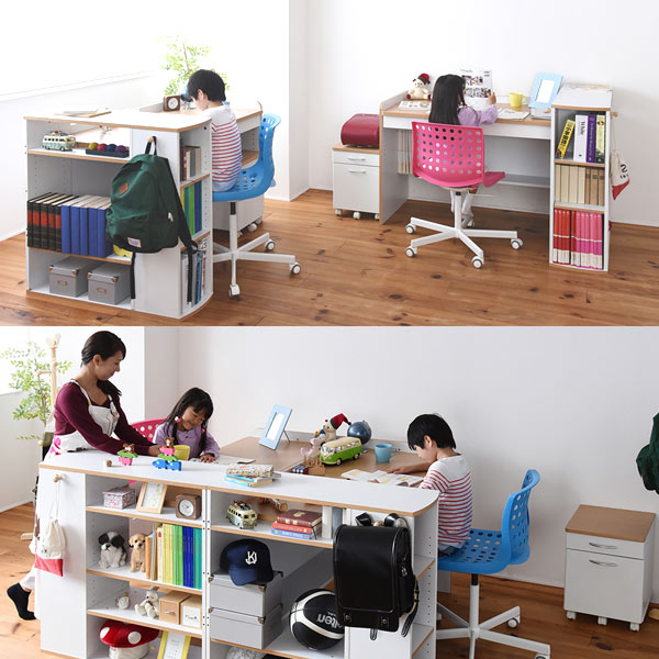 Livingut With Kids Desk Twin Desk Set Height Adjustment Function