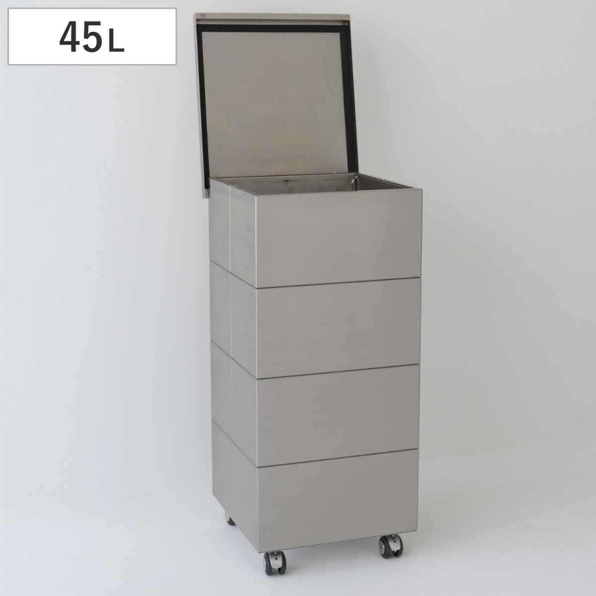 ゴミ箱 45L CUBOID シングル ステンレス蓋 （ KENNER ごみ箱 45リットル papperskorg 大容量 分別 ふた付き 高級 こだわり インテリア おしゃれ インダストリアル シンプル 日本製 ステンレス ）