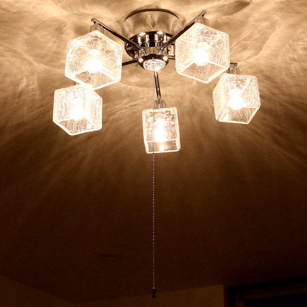 ガラスキューブ スマートなキューブ型がどんなお部屋にも馴染む 店 ペンダント Clear おしゃれ 5灯 間接照明 天井照明 クラックキューブ ダイニング用 照明 照明器具 ペンダント リビング用 間接照明 ライト Led対応 リビングート 天井 送料無料 シーリング
