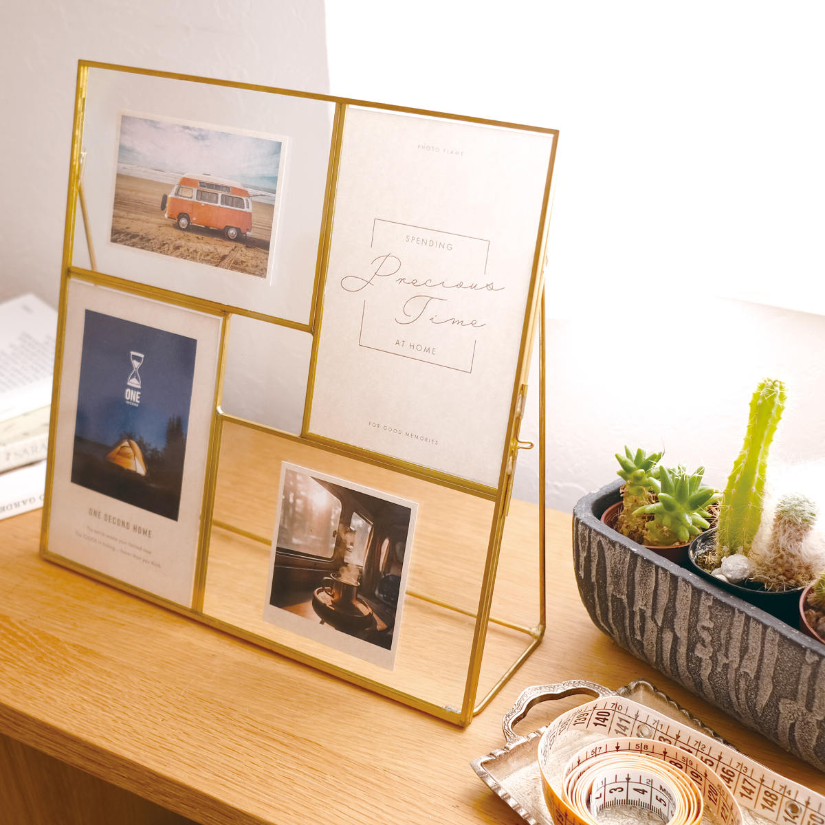 ゴールド フォトフレームスタンド.b 楽天市場】フォトフレーム マルチフェイス メタルフレーム ハガキ判 2