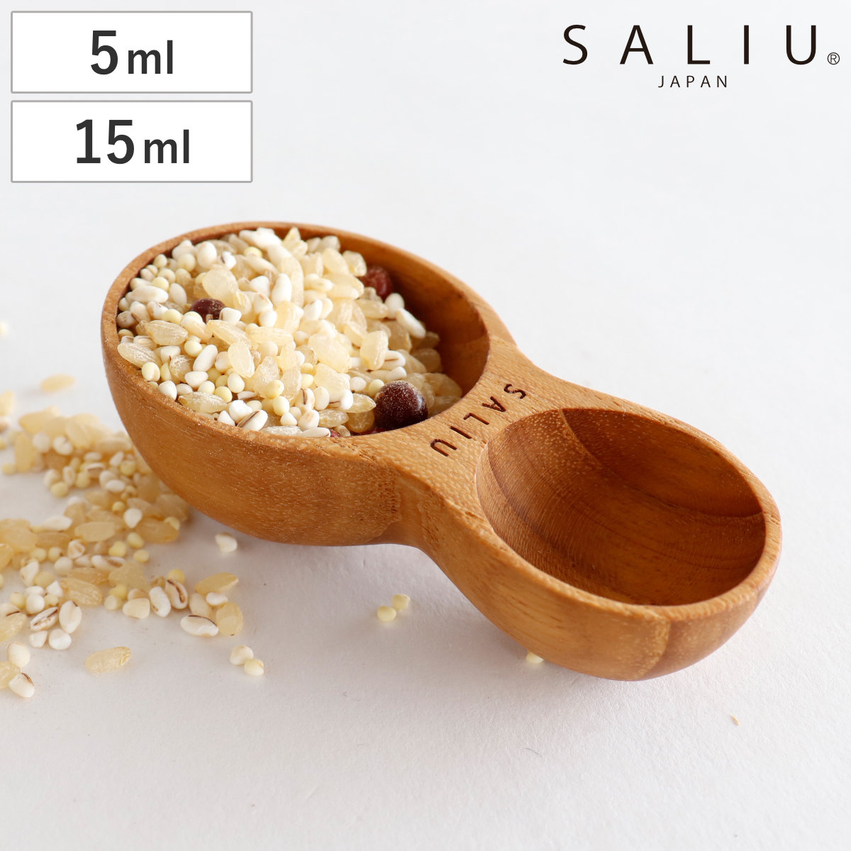 【楽天市場】計量スプーン おおさじこさじ SALIU 木製 ( 木製計量スプーン 大さじ 小さじ 木製メジャースプーン 15ml 5ml サ ...