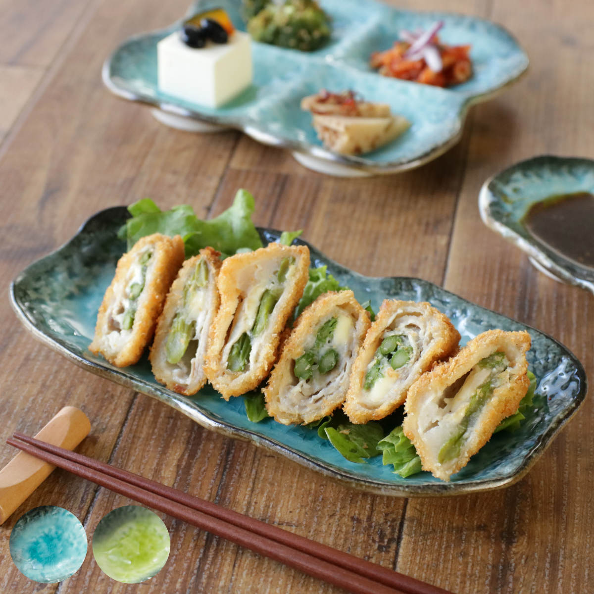 庫山窯　長皿　長角皿　青華緑彩　5客 Amazon.co.jp: 保管品前畑陶器庫山窯青華緑彩中皿15.5cm1枚のみ