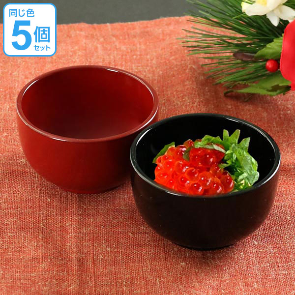 漆器セット 5個 黒色 金と赤の花柄 漆器セット 5個 黒色 金と赤の花柄