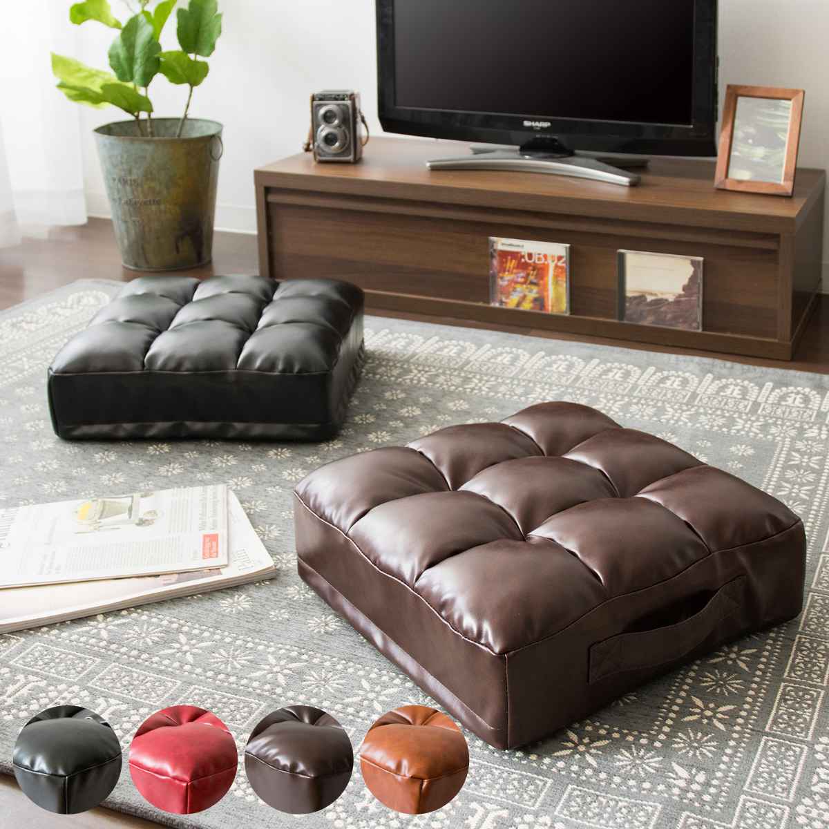 楽天市場】レザークッション Abile(アビル) 極厚 14cm 取っ手付き 合成