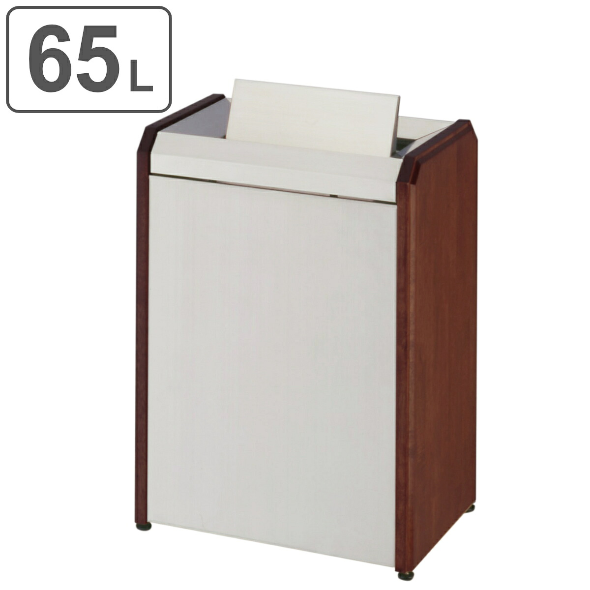 業務用ゴミ箱 屋内用 クリンダスト フタ付 ステンレス/木製側板 65L （ 法人限定 送料無料 ダストボックス ごみ箱 くず入れ ゴミ箱 屋内 65リットル ふた付き ステンレス ヘアライン仕上げ 大型 大容量 トラッシュボックス おしゃれ ）｜リビングート　店