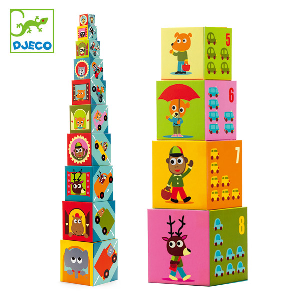 【楽天市場】スタッキングトイ ビークル キューブブロック 10個 幼児 知育玩具 おもちゃ ジェコ （ DJECO スタックキューブ 入れ子