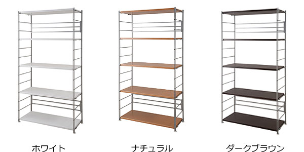 頑丈棚オープンラック 幅90高さ181cm ホワイト ナチュラル ブラウン