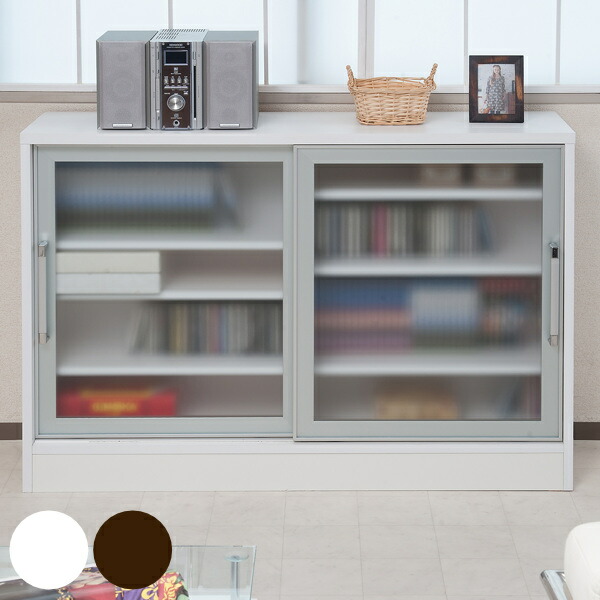 Counter Lower Storing Cabinet Glass Sliding Door Aluminum Frame 118cm In Width White Finished Product Made Kitchen Drawer Living Under A Window