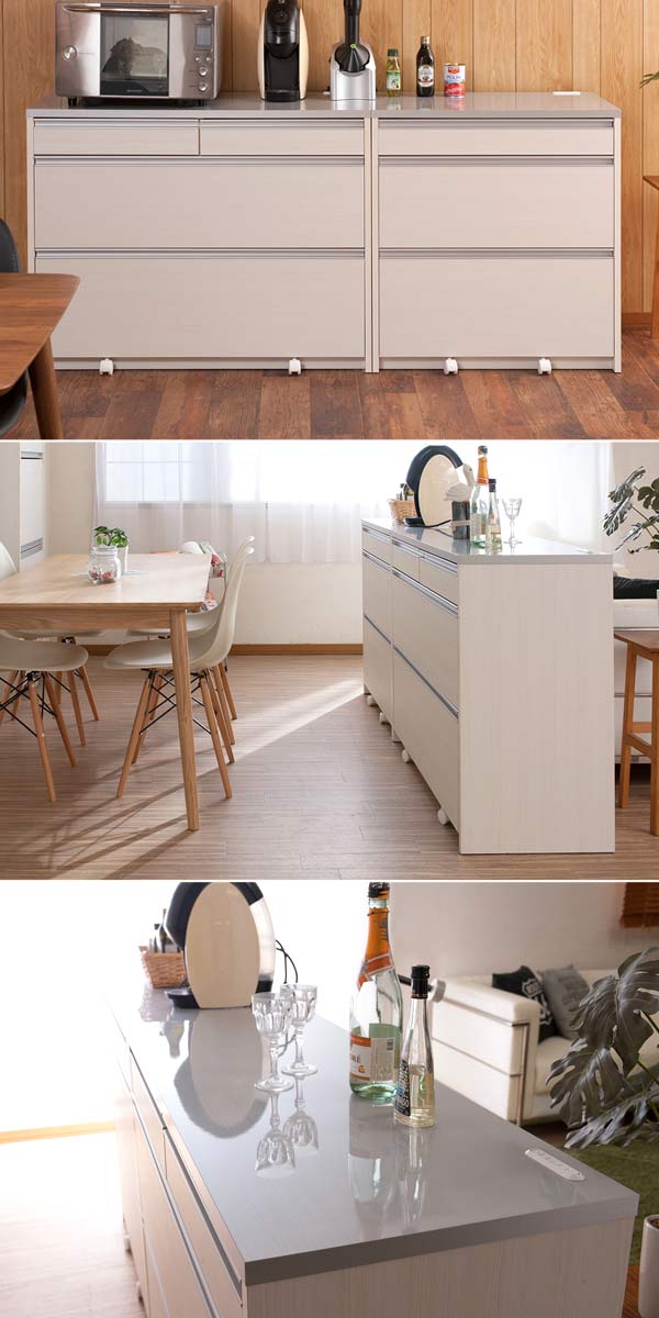 キッチンカウンター 引出し 3段 天板鏡面仕上 2口コンセント付 幅80cm 送料無料 キッチン収納 間仕切り シンプル カウンター カウンターキッチン 台所 鏡面 システムキッチン スッキリ レンジ台 スライドレール Neokimya Com