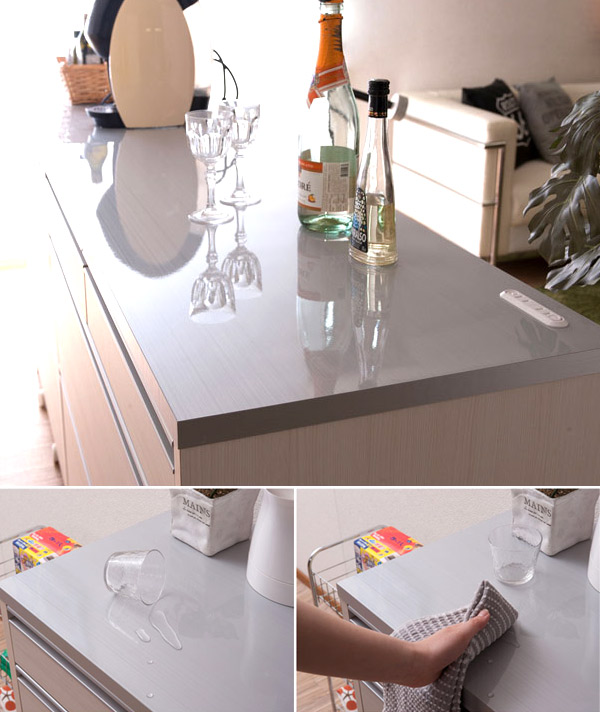 オープニング大放出セール 楽天市場 キッチンカウンター ダストボックス 3分別 引出し付 天板鏡面仕上 幅80cm 送料無料 ゴミ箱収納 キッチン収納 作業台 間仕切り カウンター カウンターキッチン システムキッチン レンジ台 シンプル リビングート 楽天市場店