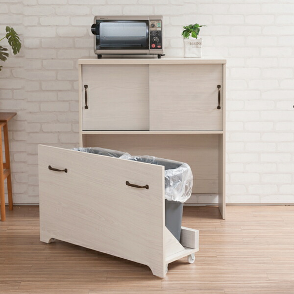 スリム 送料無料 収納家具 隙間収納 カウンター下収納 キャビネット 北欧風 2分別ダストボックス付 幅80cm キッチン収納 薄型 一人暮らし ペール ゴミ箱 カウンター下 24l ホワイトウォッシュの木目がおしゃれなダストボックス 大容量 キッチン 白 ホワイト 一人暮らし 80