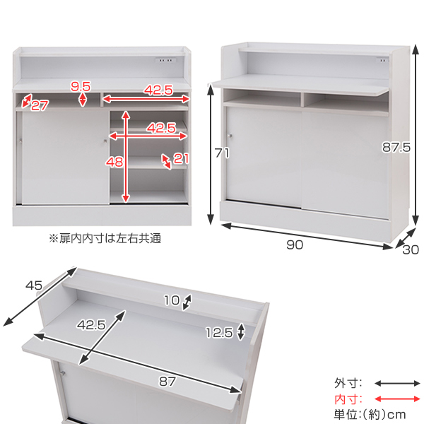 家事をしながら見守れる勉強机 間仕切りにもなるキャビネット キャビネット デスク 幅90cm 作業台 カウンター 送料無料 カウンター下収納 デスクタイプ 北欧風 カウンター Face 収納 デスク 机 Pcデスク 電話台 Fax台 Fax ファックス台 デスクキャビネット 作業台