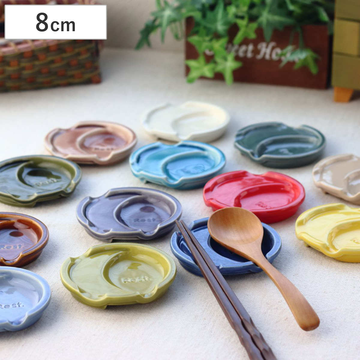 陶器ハンドメイド薔薇の箸置き スプーン置き，金のスプーンセット 陶器