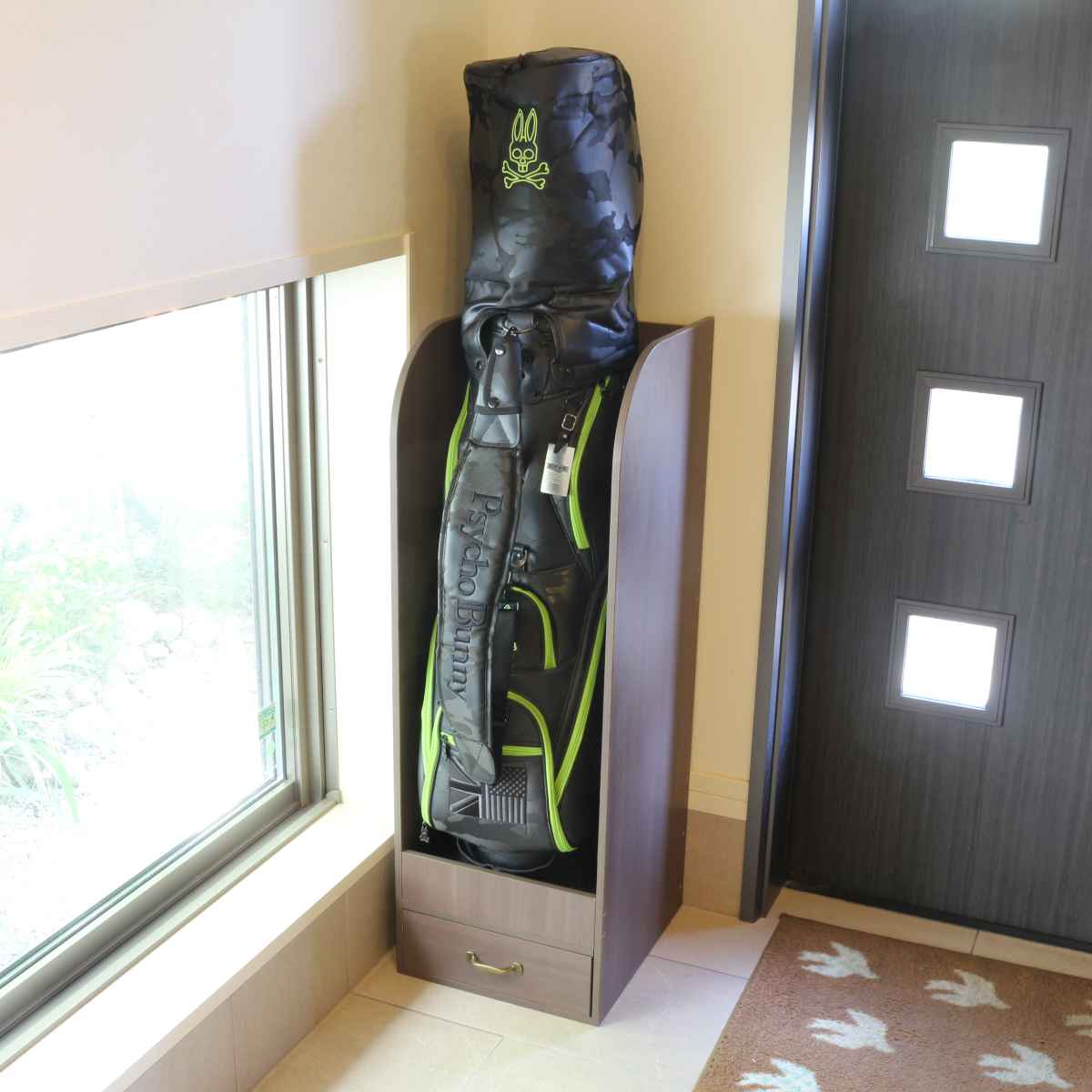 【楽天市場】ゴルフバッグスタンド 木製 引出し付 約幅35cm （ ゴルフバッグ スタンド 収納 ディスプレイ ラック 家具 引出し ゴルフ